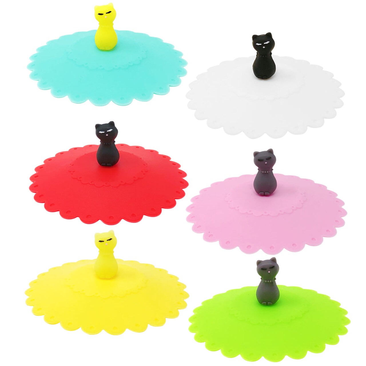 Wrapables® Silicone Cup Lids, Anti-Dust Airtight Mug Covers for Hot and Cold Beverages (Set of 6)